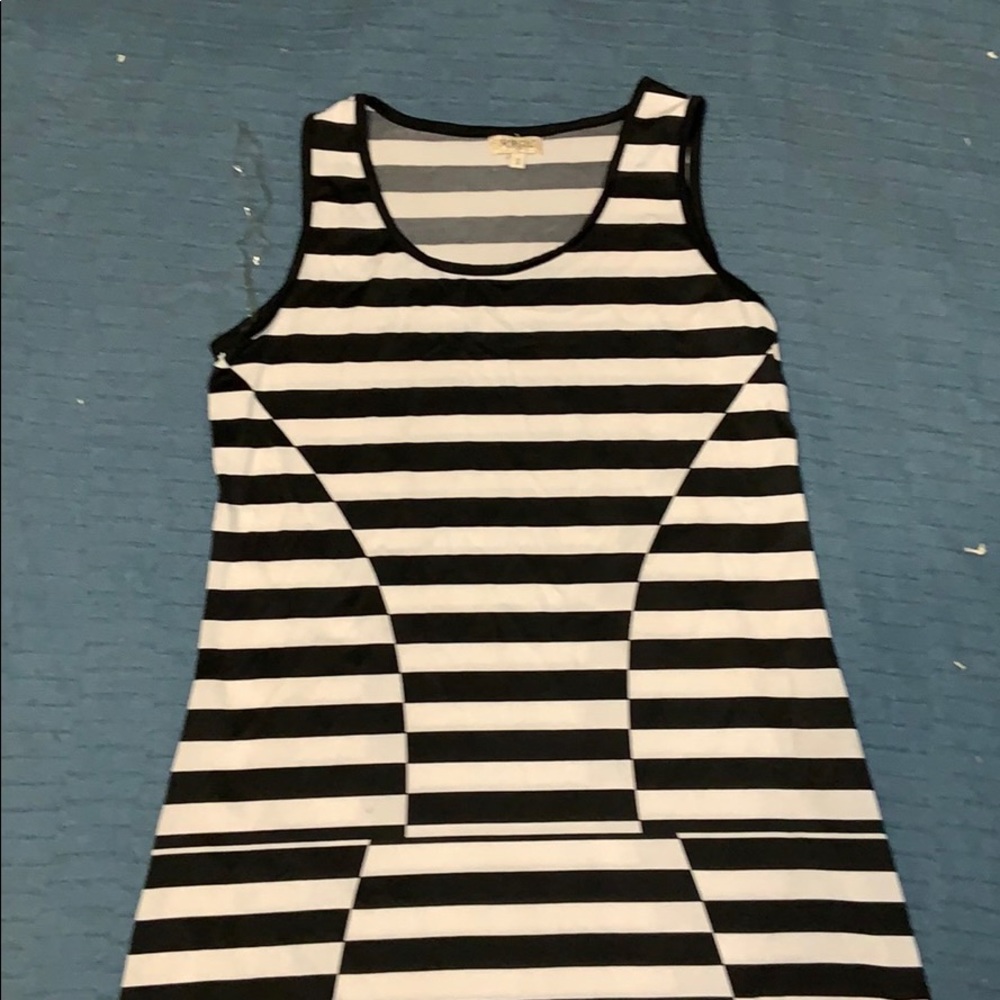Magic black stripped long loose dress